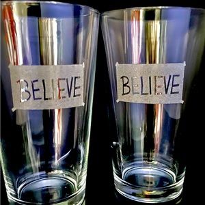 Lazar engraved Believe pint glasses set of 2